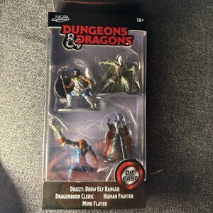 JADA DUNGEONS & DRAGONS DIE CAST FIGURES Drow Elf Cleric Fighter Mind Flayer D&D